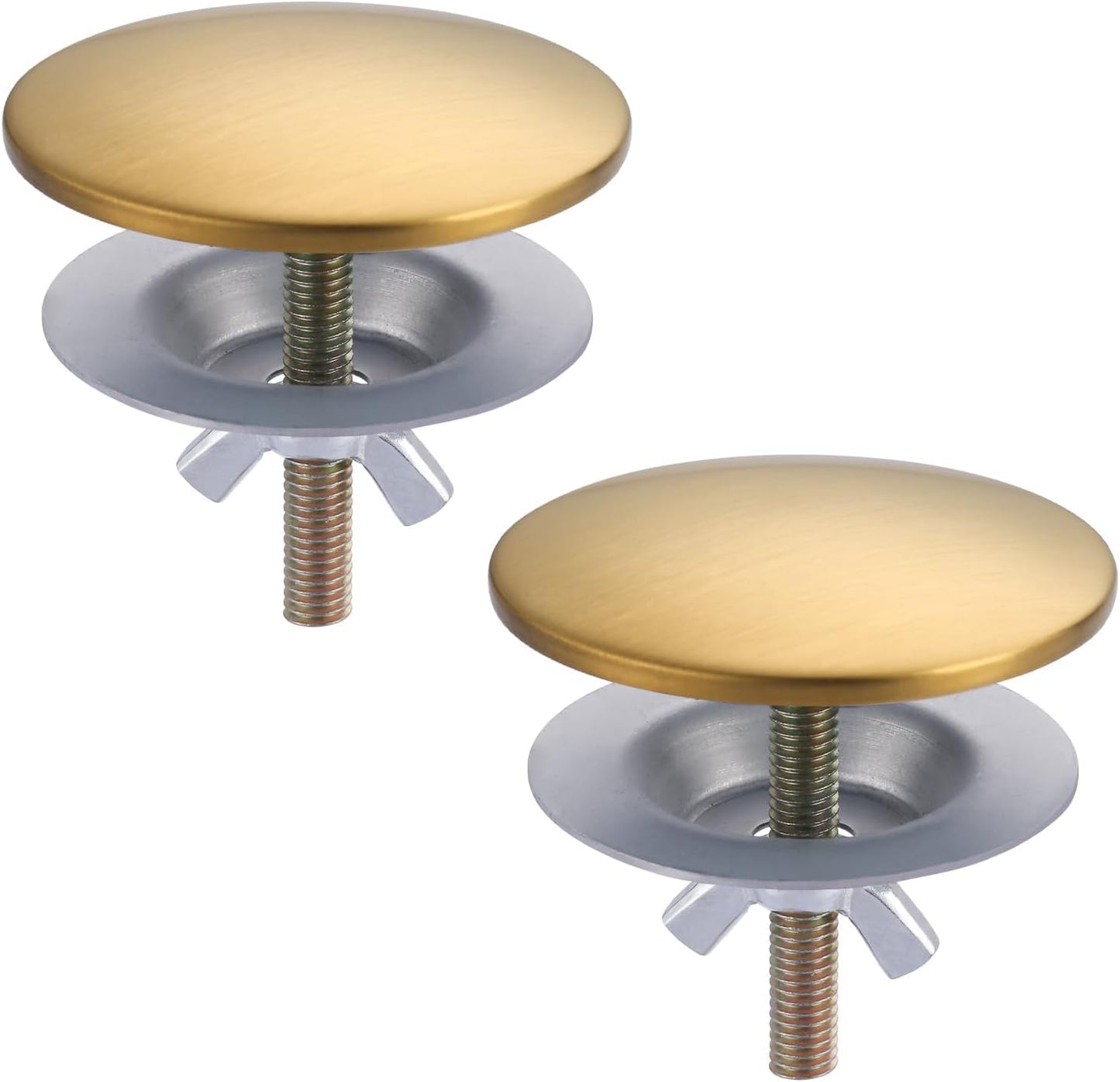 Kitchen Sink Hole Cover, 2 PCS Faucet Plate Stopper, Countertop Cap, Tap Blanking Metal Plug, Brushed Gold