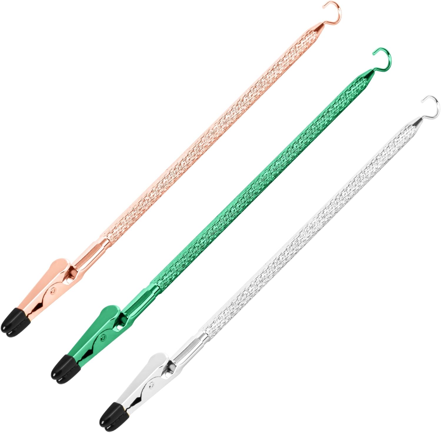 Bracelet Helper Tool with Hook - Fastener Helper Tool for Bracelet, Necklace, Jewelry, Watch - Rose, Emerald, Silver, Bundle