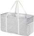 Extra Large Tote Bag, Reable Grocery Bags with Metal Wire Frame and Handles, Standing Utility Foldable Shopping Bags for Storage, Picnics, Beach, Laundry, Car, 46L, 1 Pack, Gray