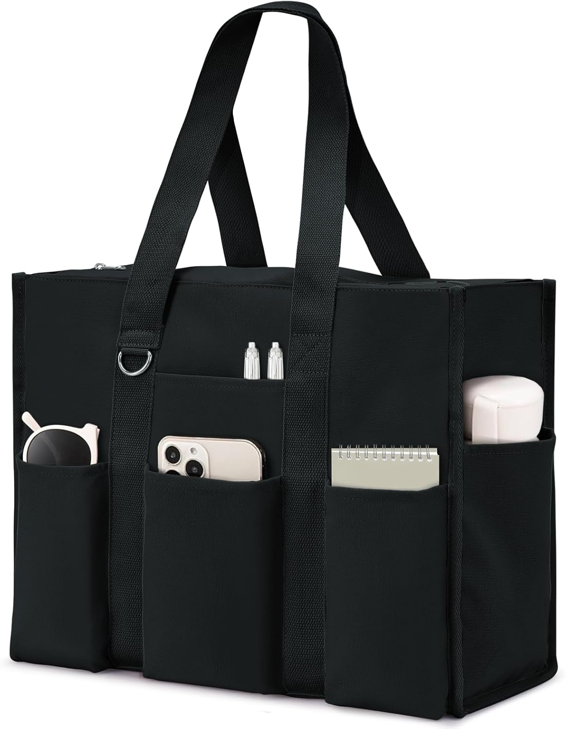 Large Tote Bag for Women Waterproof with 12 Pockets Top Zipper Closure Utility Teacher Nurse Bags for Work School