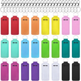 24 Pieces Chapstick Keychain Holder Lip Balm Holder Keychains Neoprene Lipstick Holder with 24 Pieces Metal Clip Cords for Purse Backpack