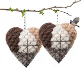 2PCS Alpaca Fiber Bird Nesting, Handmade Alpaca Fiber Bird Nesting Heart (Stuffable), 3 Bags of Nesting Materials, Warm Nests for Winter Birds, for Home Gardens and Wild Birds (2 PCS)