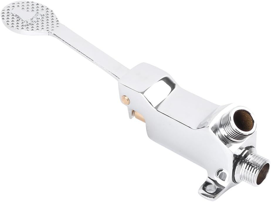 Single Foot Pedal Water Valve Copper Bathroom Faucet for Basin Water Tap Floor Mount Single Pedal Valve Silver