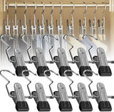 Space-Saving Clothespin Hat Pants Storage Hanging Travel Hook, Stainless Steel Boot Hangers Clips Boot Hangers for Closet, Laundry Hooks Hanging Clips Clothes Pins Socks Towel Clips (Black, 10Pcs)