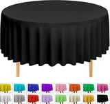 6 Round Tablecloths -BPA- Free Plastic, 84 inch, Dining Table Cover, Black