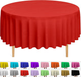 24 Round Tablecloths -BPA- Free Plastic, 84 inch, Dining Table Cover, Red