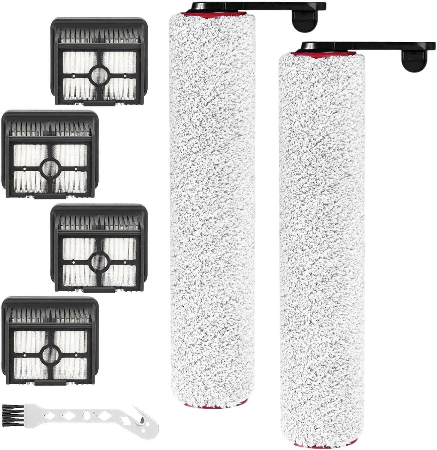 H12 Pro Brush Roller and Filter Replacment Compatible with Dreame H12 Pro, H12 Dual Cordless Wet Dry Vacuum Cleaner - 2 Brushrollers+ 4 Vacuum Filters +1 Cleaning Brush