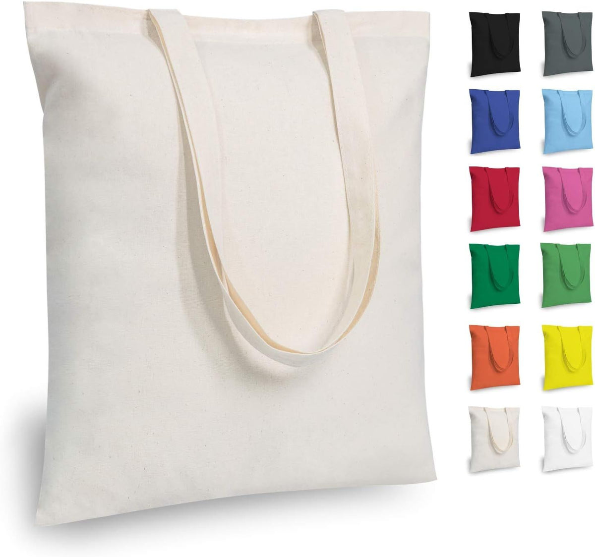 12-Pack Economical 16"x15" Cotton Tote Bags, Lightweight Medium Reusable Grocery Shopping Cloth Bags, Suitable for DIY, Advertising, Promotion, Gift, Activity