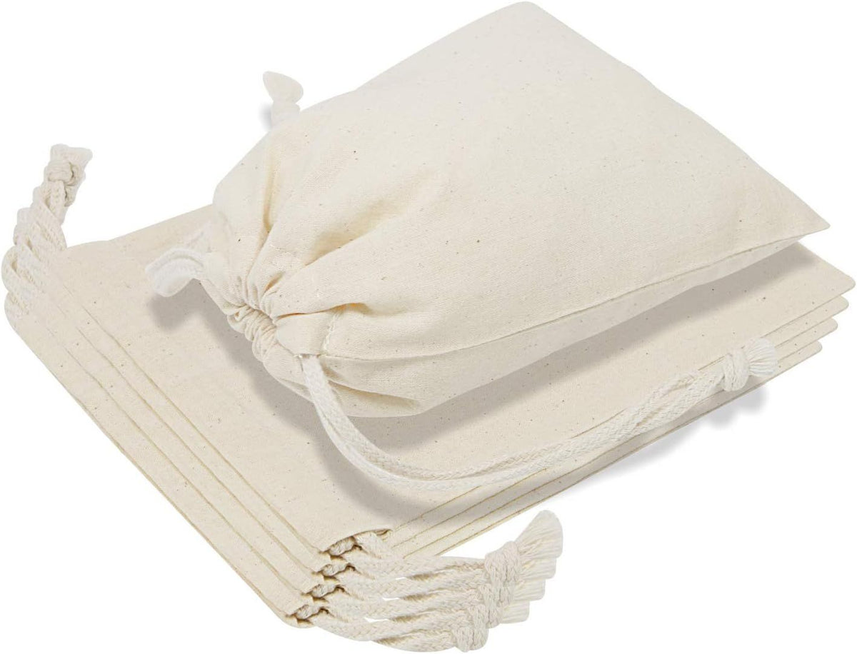 10-Pack 10” x 12” Reusable Produce Bags, Muslin Bags with Drawstrings for Shopping & Storage, 100% Natural Cotton Bags, Washable, Biodegradable, Food Safe