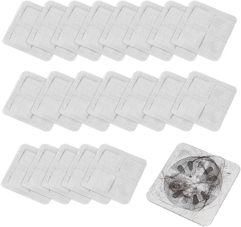 Disposable Shower Drain Hair Catcher, Disposable Hair Drain Stickers Drain Mesh Cover Bathroom Shower Drain Protector for Bathroom Laundry Kitchen Sink for Human and pet Hair (30)