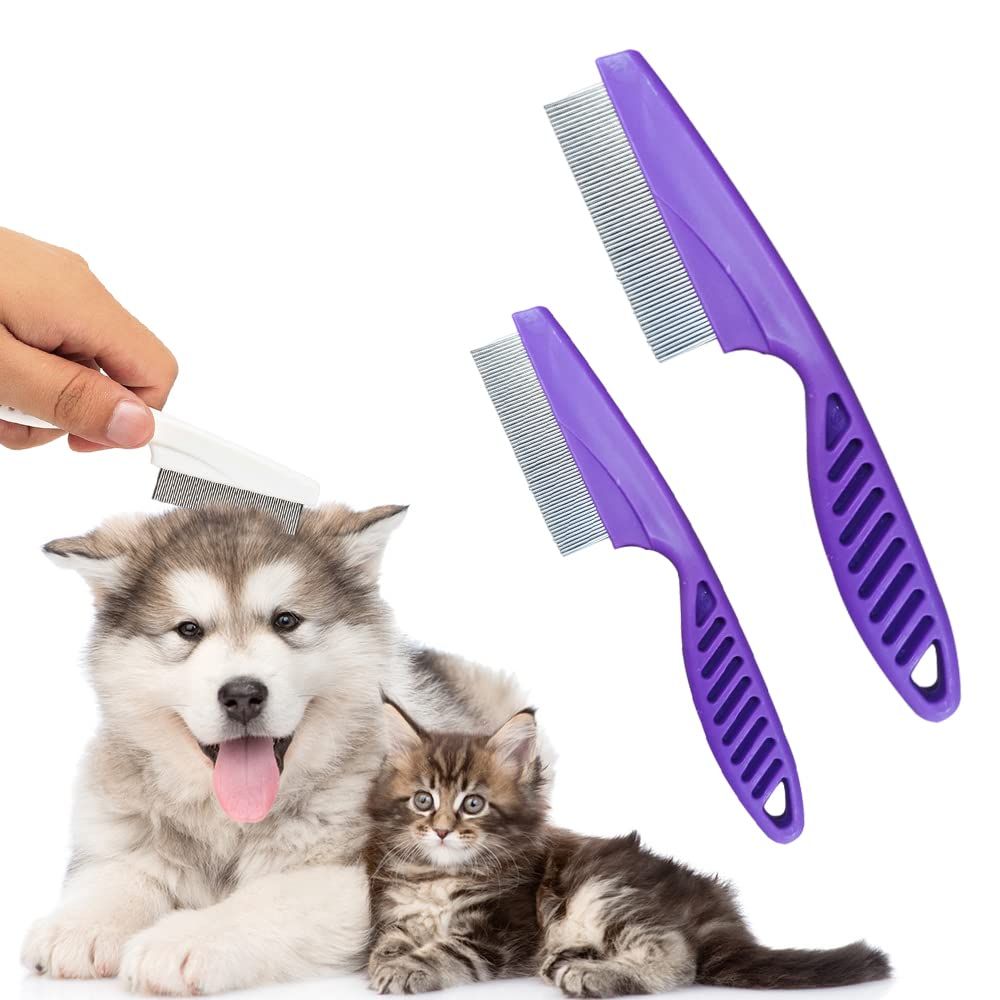 Pet Hair Comb, 2025 New Multifunctional Pet Grooming Brush Pet Hair Comb Tear Stain Removal, Fine-Tooth Stainless Grooming Massage Comb Stainless for Small Dogs Puppies