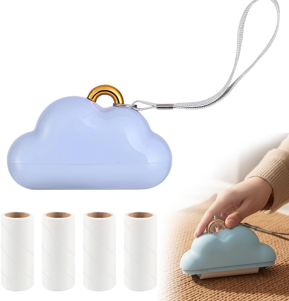 Small Lint Roller Travel Size, 2026 Upgraded Portable Reusable Small Lint Roller Travel Size for Pet Hair Clothes Lints Remover with 150 Sheets Refillable (Blue)