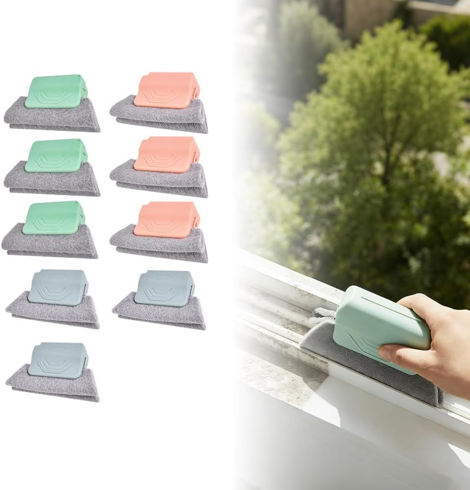 Magic Window Track Cleaner, 2026 Upgraded Handheld Window Track Cleaning Brush Tools Set, Grooves Cleaning Brush Tools Set, Tile Grout Lines, Shutter Slats, Car AC Vents and Narrow Gaps (9)