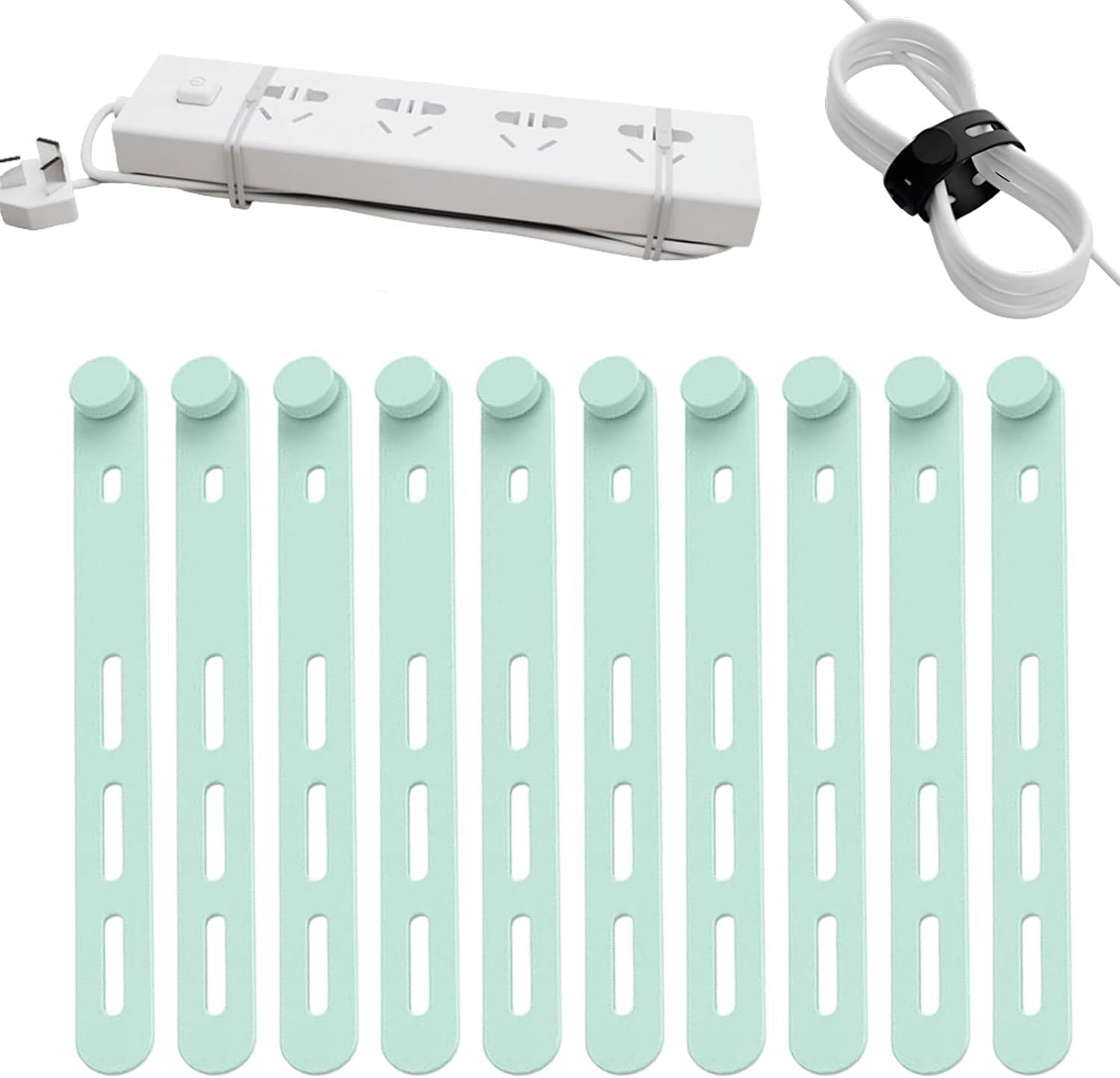 10 Pack Reusable Silicone Cable Ties - Adjustable Cord Organizer for Earphone, Phone Charger, Computer Cords - Office, Home Organization and Storage, Travel Essentials