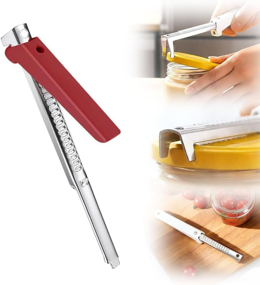 Adjustable Jar Opener for Weak Hands & Seniors - Stainless Steel Can Opener with Comfort Grip, Multifunctional Bottle & Lid Opener for Kitchen, Arthritis Friendly (red)