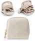 Leather Jewelry Organizer Pouch with Compartments, Travel Jewelry Case Portable Small Box for Necklace Bracelet Earring (Beige)