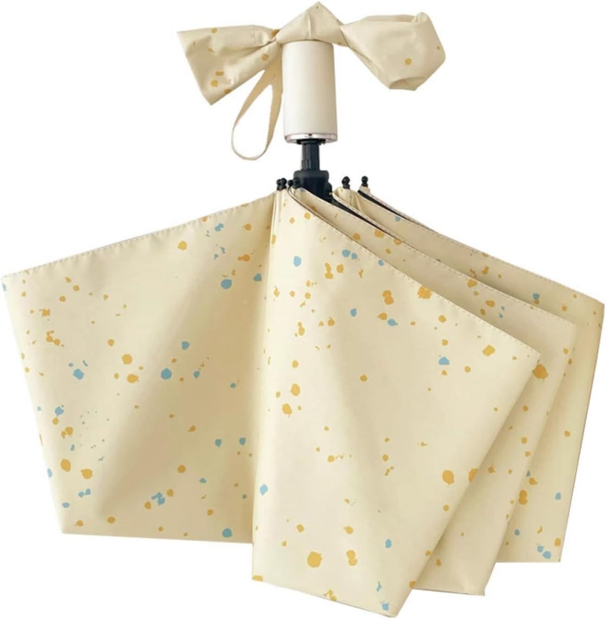 Cheesy Beige Rain & Shine Auto/Manual Foldable Umbrella for UPF 50+ UV Protection, Stylish Sun Parasol with Black Coating