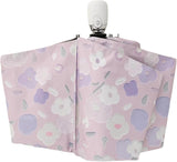 Women's Purple Floral Auto-open Sun & Rain Umbrella, UV Protection Compact Travel Umbrellas UPF 50+ with Cover Bag