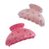 2 Pcs Bright Pink Hair Claws with Sparkling Small Gems, Elegant Starry Medium Hair Clip for Half Up Hairstyles (Pink + Rose)