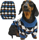 Small Medium Size Dog Cat Winter Sweater, Warm Thick Argyle Pattern Knitted Pullover Clothing for Pet (Small)