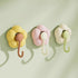 3 Pack No-Trace Vacuum Suction Cup Hooks, Floral Heavy Duty Storage Hangers for Home Bathroom Kitchen Door Back (Yellow Pink Green)