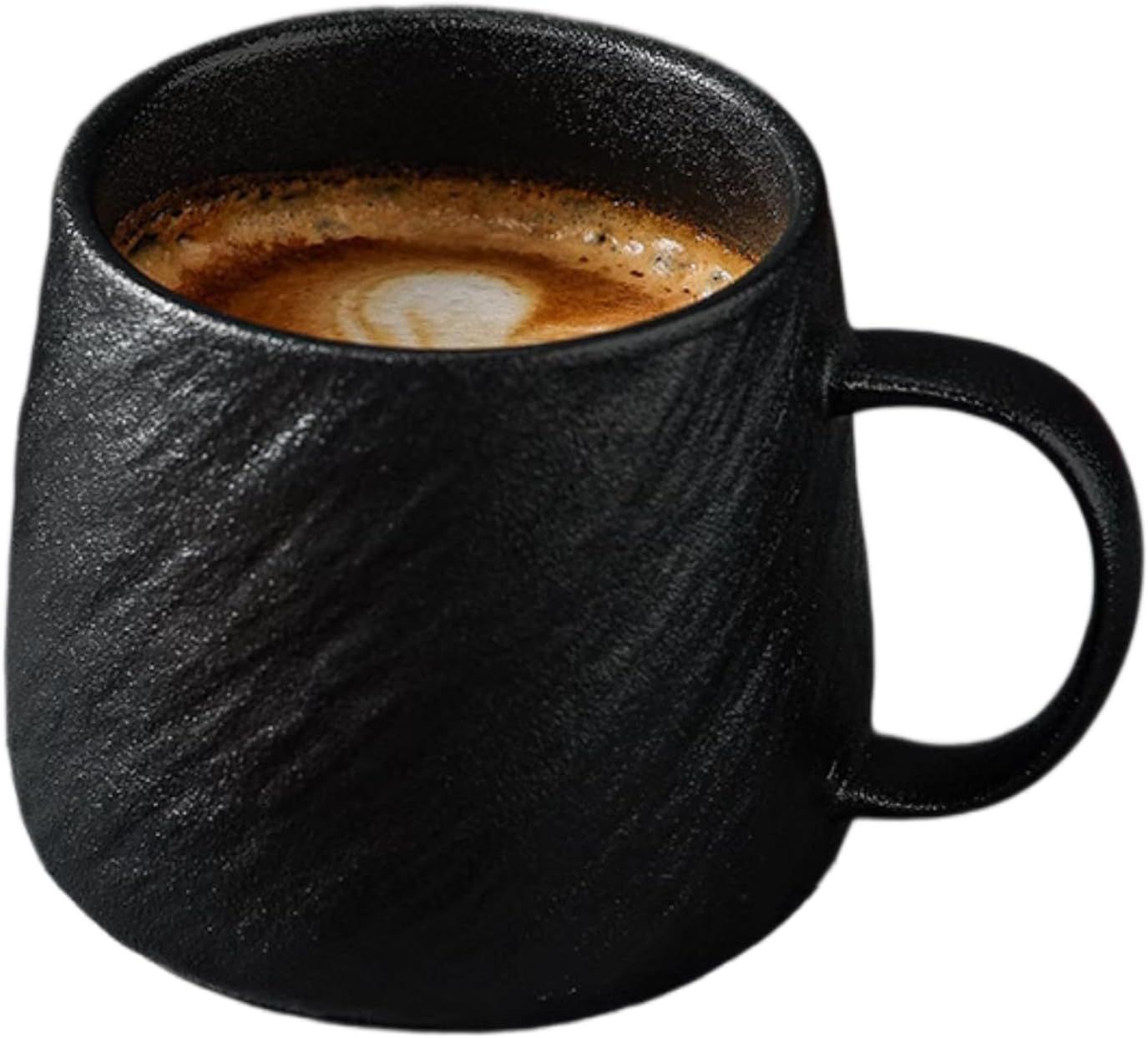 17 Oz Minimalist Ceramic Coffee Mug Tea Mug with Rock Texture Surface, Large Capacity Drinking Cup for Office Home (black,17 Oz)