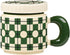 14 Oz Luxe Ceramic Coffee Mug Tea Mug with Lid Handle Floral/Stars/Plaid Design, Elegant Water Cup Cereal Bowl Ice Cream Bowl (green,14 Oz)
