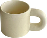 10 Oz Checkerboard/Polka Dot Coffee Mug Tea Mug, Classic Ceramic Cups for Home Office (Cream,10 Oz)