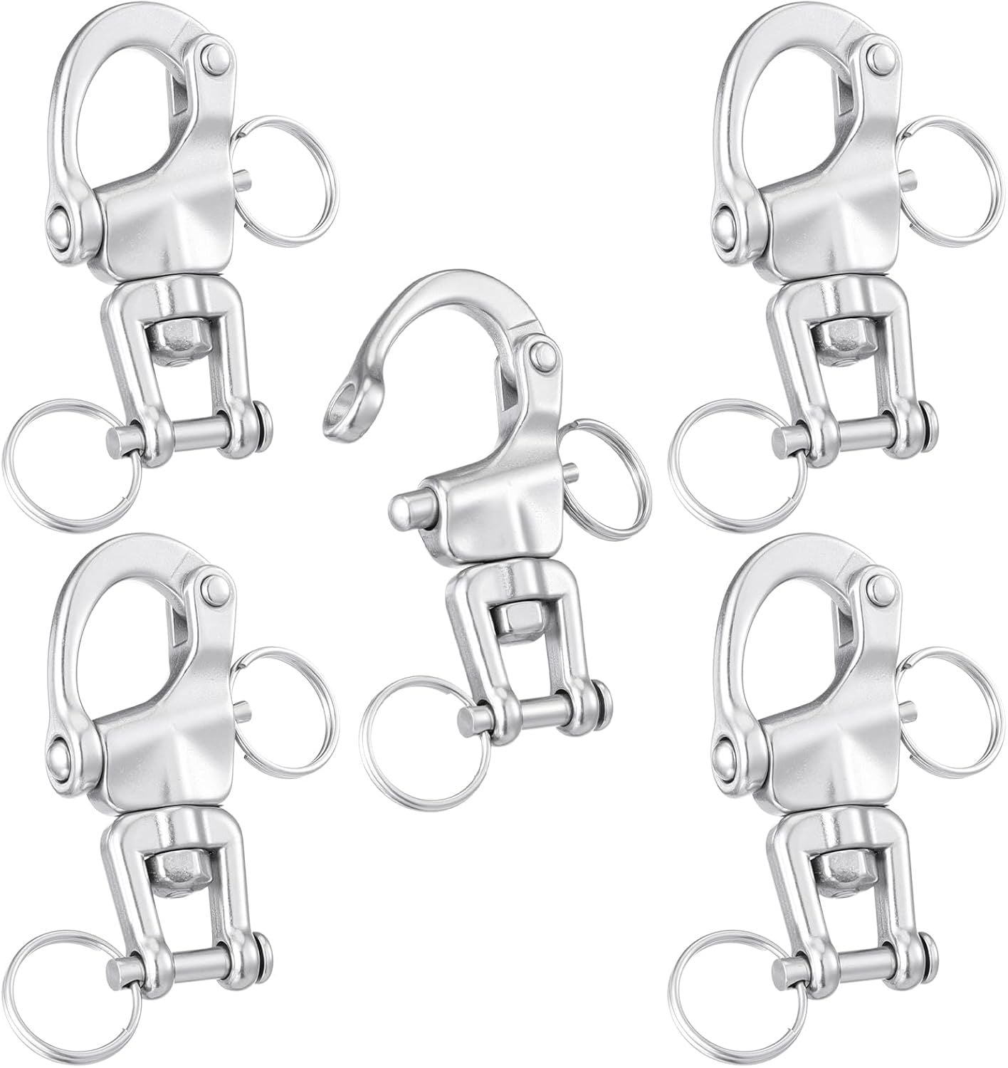 316 Stainless Steel Swivel Snap Shackle Clevis Quick Heavy Duty Release Spring Hook Marine Grade Sailing Halyard Shackle for Boat Rigging Industrial Lifting Climbing