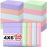 200 Pcs Bubble Mailer 4 x 6 Inch Small Shipping Bags Waterproof Padded Envelopes Self Adhesive Poly Bubble Packaging Envelopes Bulk for Shipping Mailing Trading Card Packaging (Pastel Color)