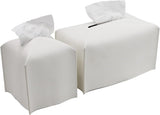 Tissue Box Cover, Modern PU Leather Tissue Box Holder - Decorative Holder/Organizer for Bathroom Vanity Countertop, Night Stands, Office Desk & Car - Off White