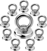 Magnetic Hooks Heavy Duty 10 Pack, 60 lbs Pulling Force Rare Earth Magnets with Countersunk Hole Eyebolt, Neodymium Magnet Hooks Heavy Duty for Home, Workplace, Garage, Kitchen and Office