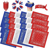 24 Pcs Paisley Bandanas Red White Blue Headband for Men and Women 4th of July 250 Anniversary Versatile Decoration Handkerchief Patriotic Bandana for Tabletop Wreath Banner Flags Decor
