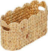 Toilet Paper Storage Basket,Scalloped Wicker Basket for Bathroom Organizers and Storage,Hand-Woven Rattan Bathroom Decor Accessories,Natural Water Hyacinth