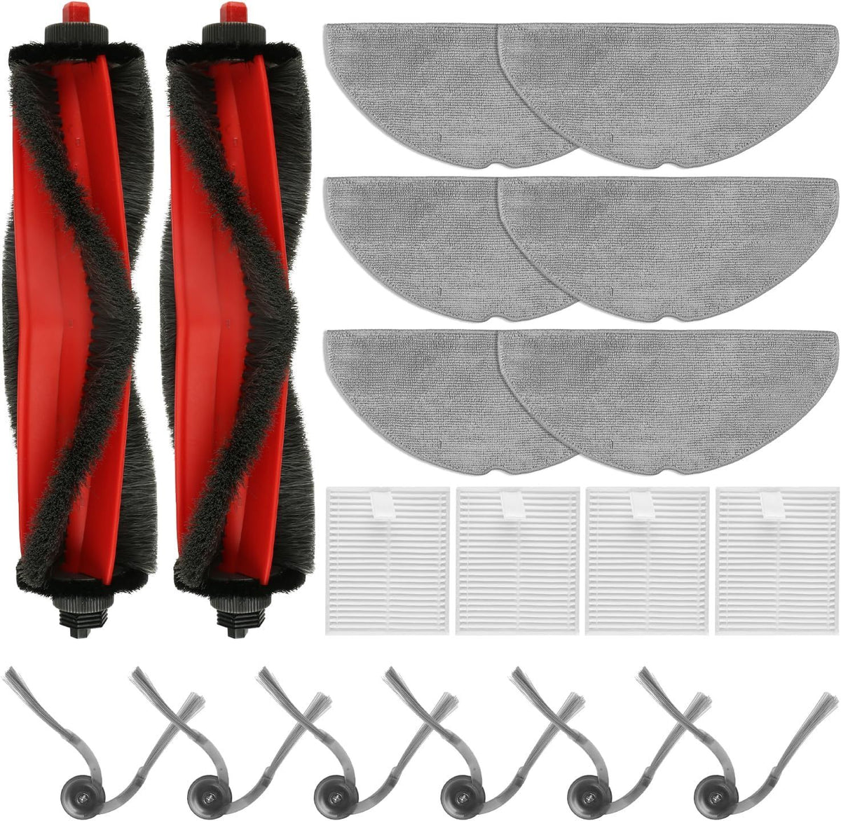 18 Pack Accessories Replacement Parts Compatible with Roborock Q7 M5, Q7 M5+ Robot Vacuum Cleaners, 2 Main Brush, 4 Hepa Filter, 6 Mop Pads, 6 Side Brush