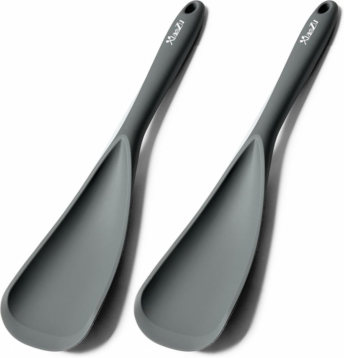 Silicone Spatula Spoon, Great for Both Cooking and Serving Durable BPA-Free Matte Black Silicone, Seamless Design, Safe for Nonstick Cooking Surfaces, 2-Pcs, Gray