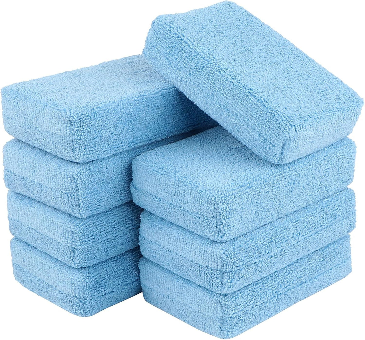 Microfiber Applicator Pad-8Pack, Car Wash Sponge, Premium Microfiber Sponge and Cleaning Pads, Perfect for Effortless Wax, Sealant, and Conditioner Application, Car Deng Supplies, Blue
