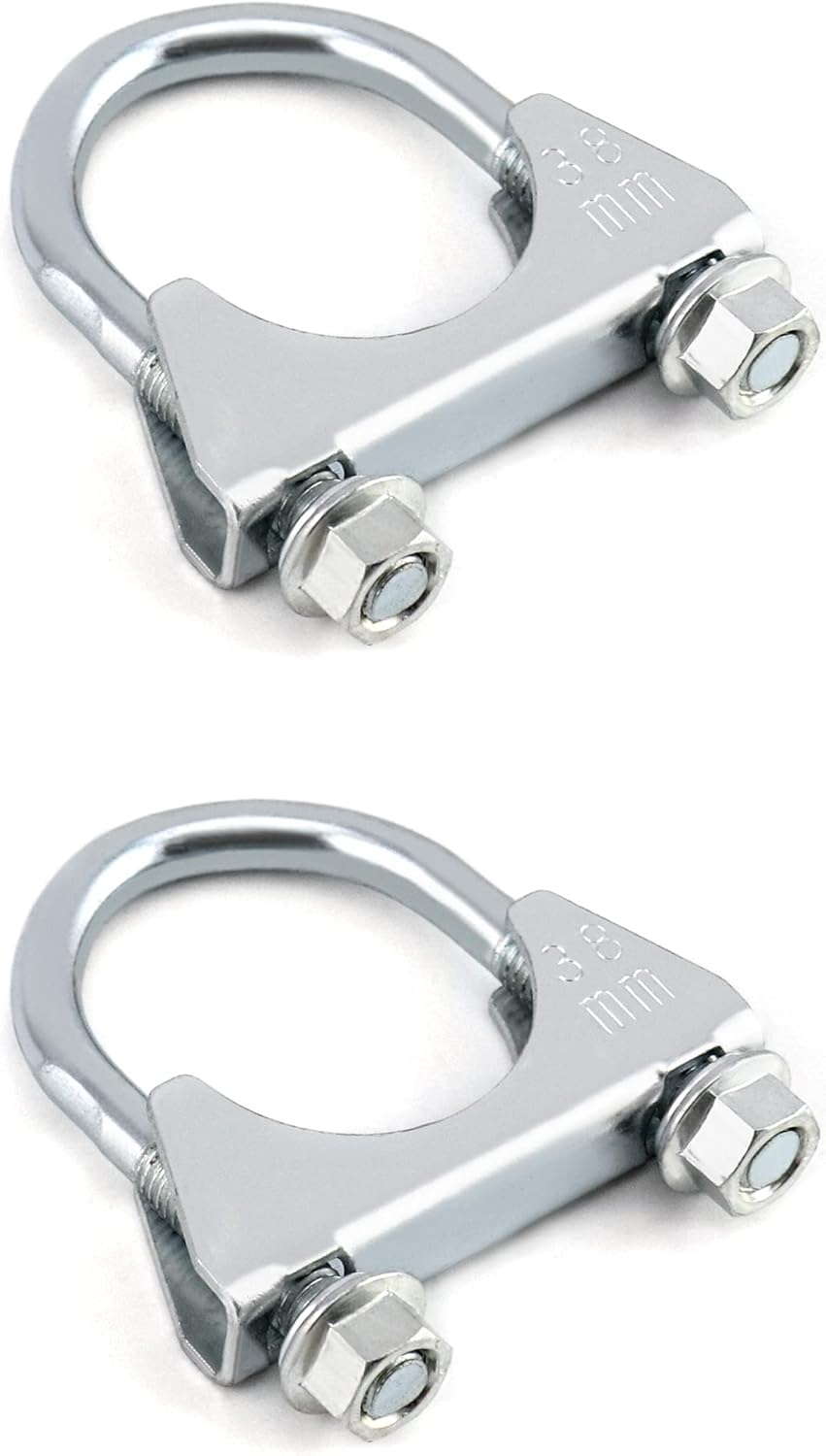 U-Bolt Muffler Tip Exhaust Hook, 1-1/2" OD 2Pcs Stainless Steel Universal Silencer Exhaust Clip
