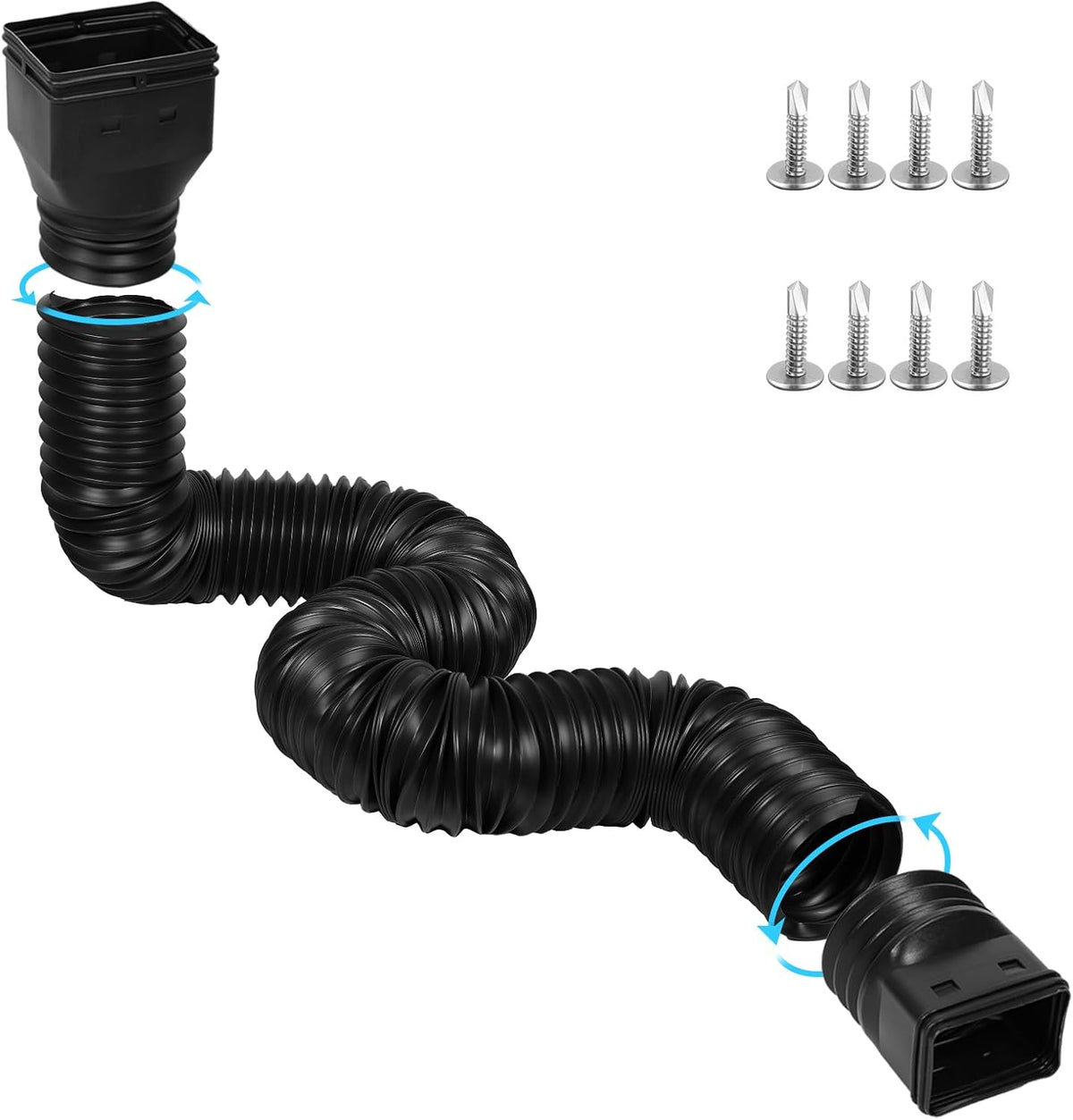 11.5ft Long Gutter Downspout Extensions Flexible, 4" Diameter Drain Downspout Extender, Down Spout Drain Extender for Rainwater Drainage, Extendable from 2.6ft to 11.5ft(Black)