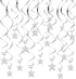 Silver Star Hanging Swirl Decorations,Hanging Silver Party Supplies for Graduation Wedding Baby Shower Decorations, Pack of 15