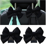 2PCS Car Seat Headrest Hooks, Cute Bow Vehicle Hooks for Purses and Bags, Automotive Purse Hook Hanger Interior Decoration Accessories, Universal for SUV, Sedan, Truck (Black Line)