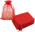 Organza Bags Red 100pcs, 5 x 7 inches Christmas Gift Drawstring Bags Mesh Jewelry Pouches for Wedding Party Favors