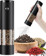 Electric Pepper or Salt Grinder,Adjustable Coarseness Salt & Pepper Mill,With LED Light,Easy to Clean,Battery Powered,One Handed Operation,Kitchen Essential（1 pack/black）