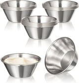 [12 Pack] 1.5 oz Stainless Steel Dipping Sauce Cups, Reusable Metal Ramekins, Commercial Grade Condiment Bowls, Individual Portion Cups, Small Round Au Jus for Home, Restaurant