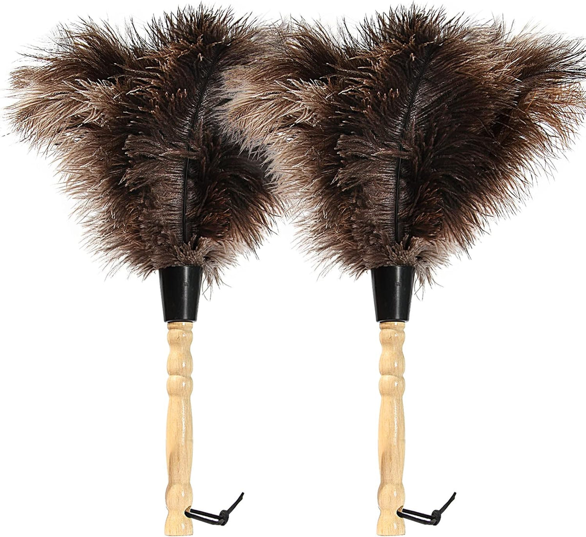 Ostrich Feather Duster 14 inch Feather Duster Fluffy Natural Genuine Ostrich Feathers with Wooden Handle and Eco-Friendly Reusable Handheld Ostrich Feather Duster for Cleaning Supplies