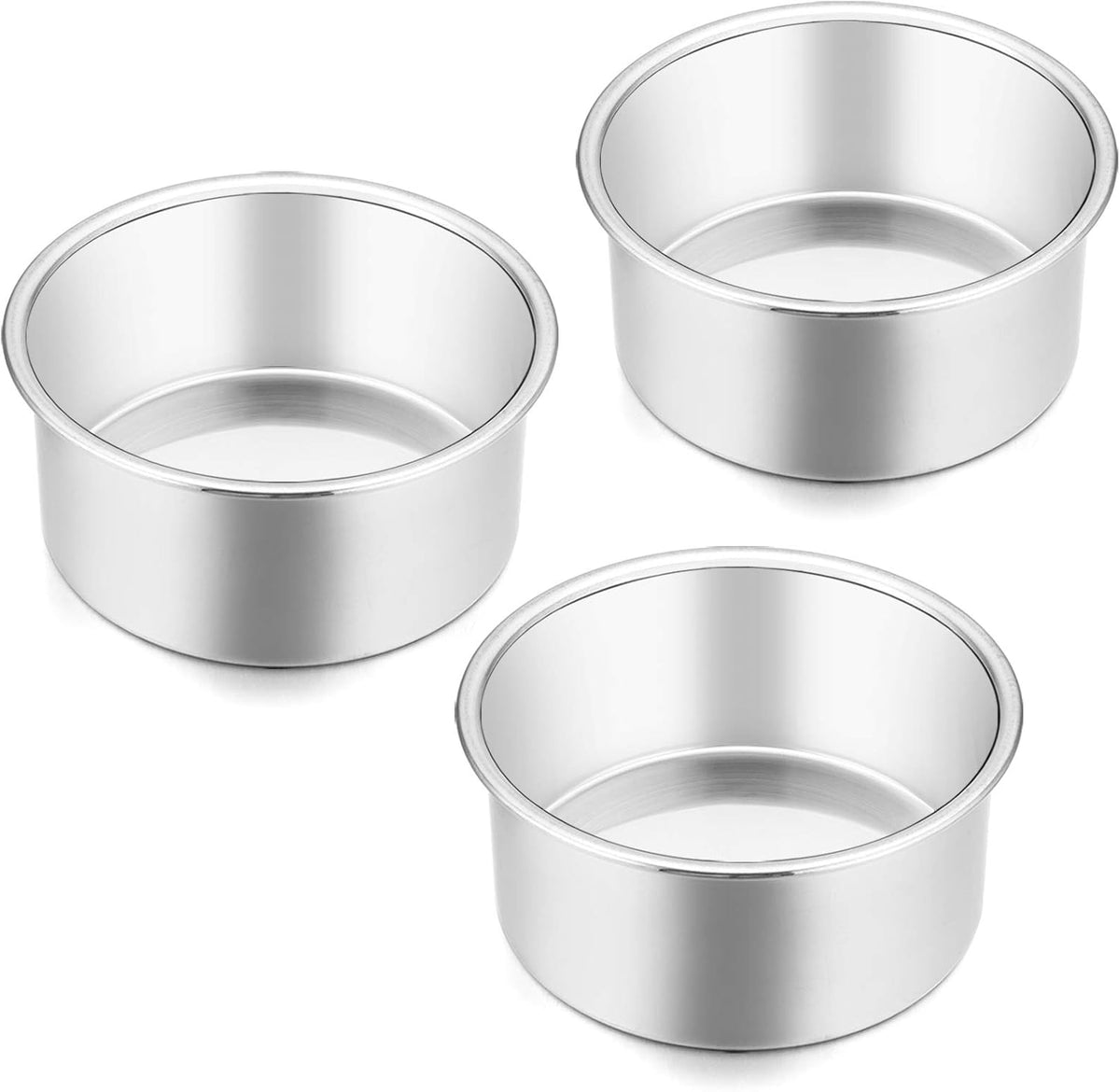 4 Inch Small Cake Pan Set of 3, Stainless Steel Mini Round Smash Cake Baking Pans, Non-Toxic & Healthy, Mirror Finish & Dishwasher Safe