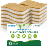 12 Pack Natural Biodegradable Kitchen Non Scratch Sponges,Compostable Plant Based Coconut Cellulose Sponge,Eco Friendly Reusable Dish Scrubber Sponge for Pots, Pans & Household Cleaning