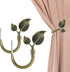 Leaf Shaped Curtain Tieback Holdbacks 2pcs, Handmade Metal Curtain Side Holders for Wall, Curtain Hook Pull Backs for Drapes Window Decoration (Antique Brass)