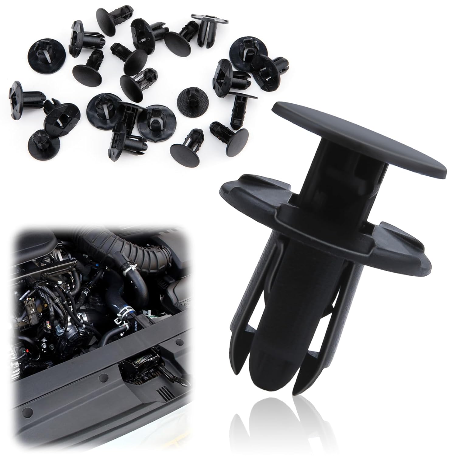 20 PCS Fender Liner Push-Type Retainer Clip Fastener, Bumper Engine Under Cover Clip, Car Retainer Clips, Compatible with Hyundai Kia Accent, Azera, Equus, Elantra, Genesis, Replaces GM: 86595-2T500