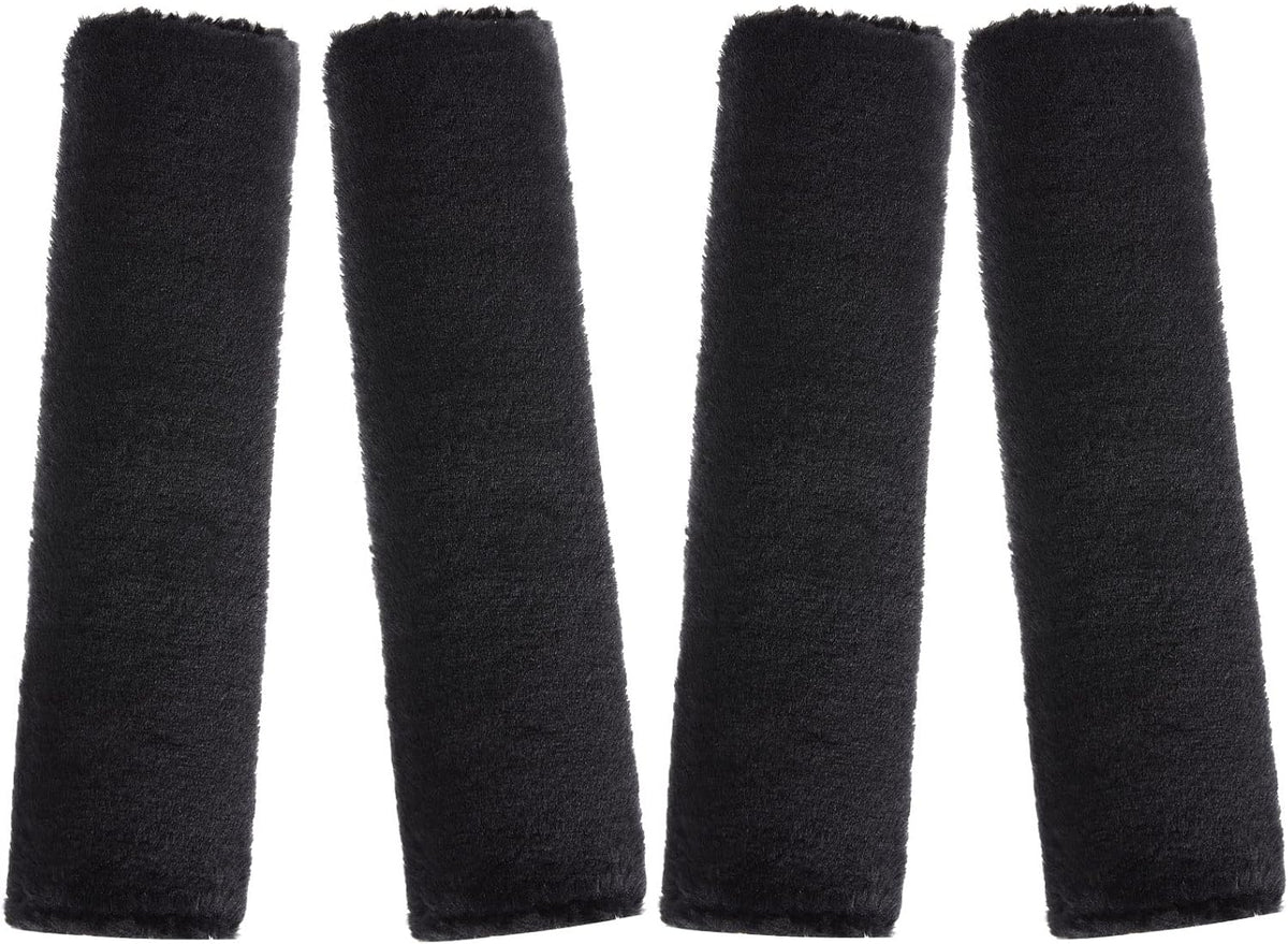 4 Pack Faux Sheepskin Car Seat Belt Pads Seatbelt Protector Soft Seat Belt Shoulder Strap Cover Comfort Harness Pad(Black, 9.9 Inch)